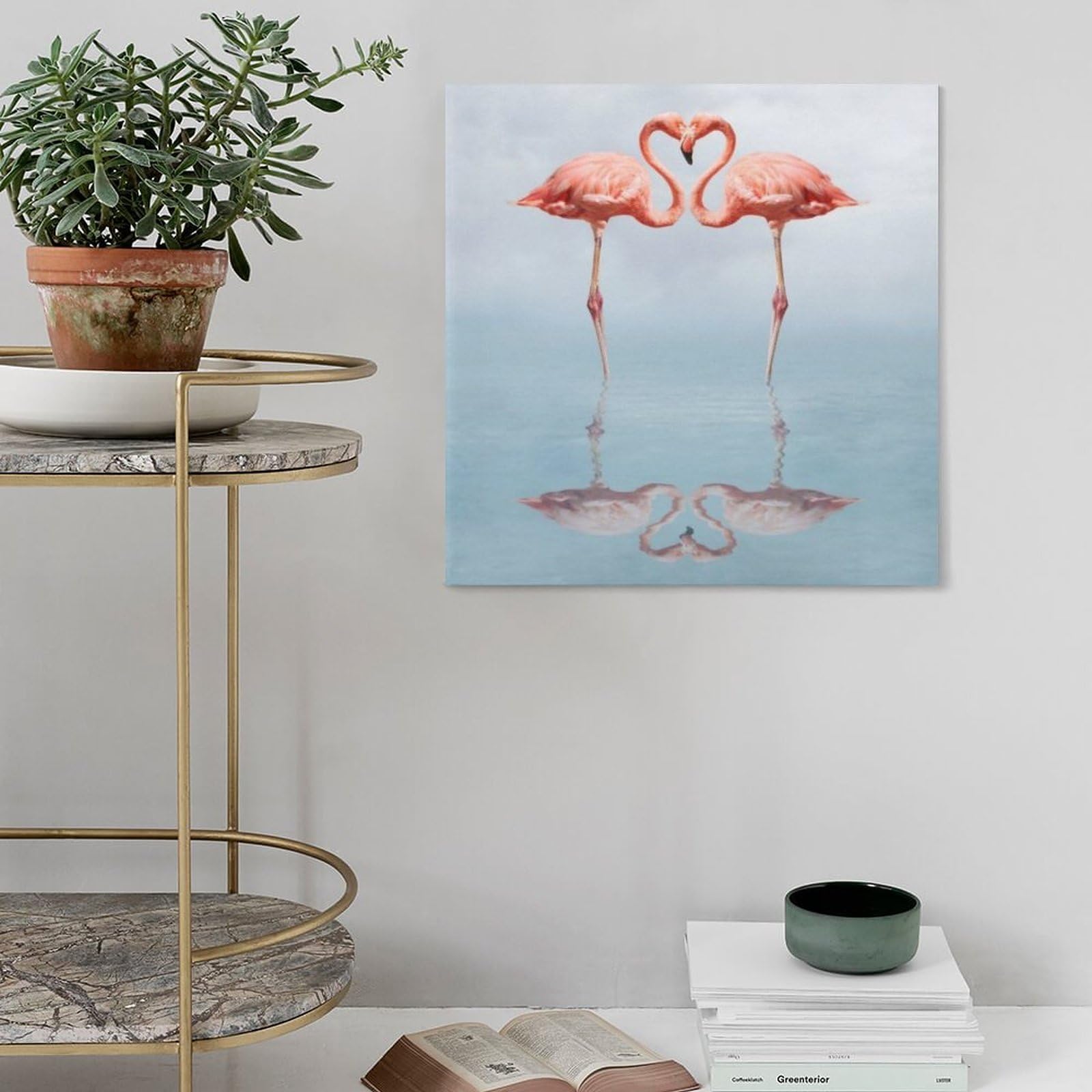Amazon.co.jp: 絵画 二匹のフラミンゴがハートを作るインテリア 絵画